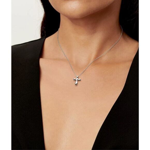 TIFFANY & CO. Cross Pendant Necklace Elsa Peretti Spain Sterling Silver 925 T & - Picture 8 of 8